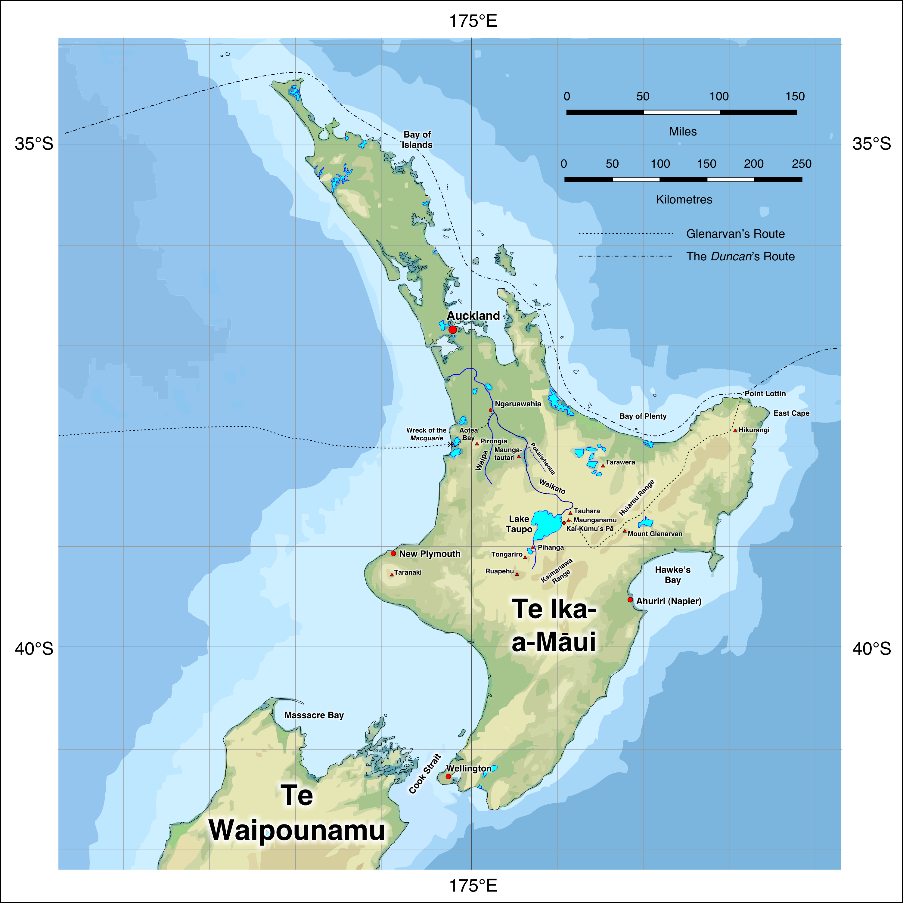 Map of the searcher’s route New Zealand